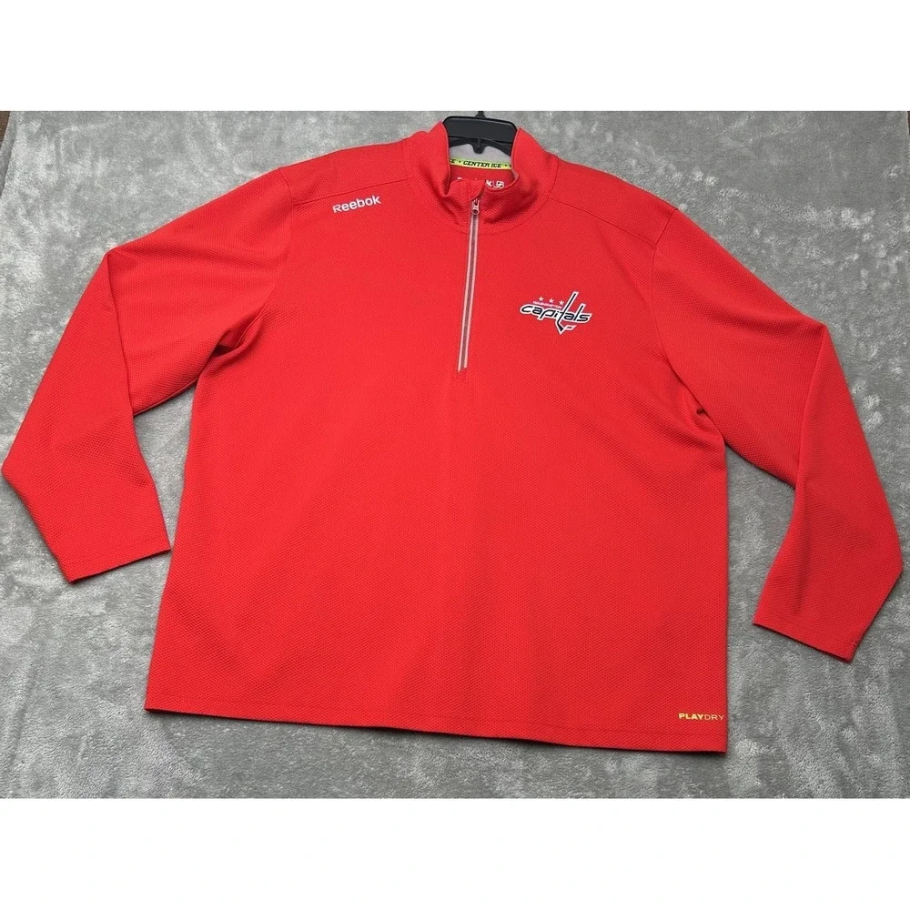 NHL Washington Capitals Reebok Center Ice Mens 1/4 Zip sweatshirt size 2XL